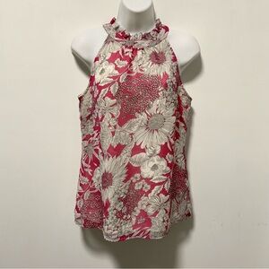 Liberty of London Pink and White Ruffled Tank Top with Relaxed Fit Size S.